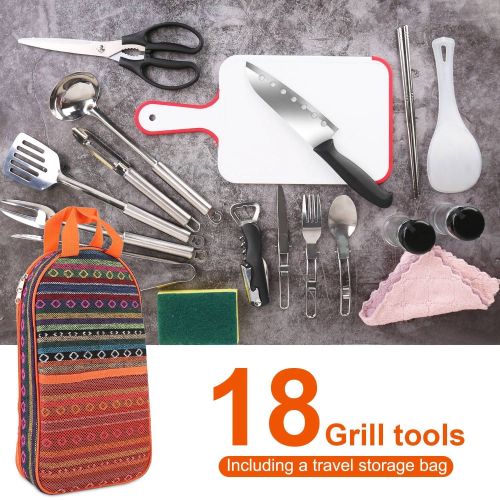 19Pcs Camping Cooking Utensil Kit Portable Picnic Cookware Outdoor Kitchen Equipment Gear Campfire Barbecue Appliances with Storage Bag 19Pcs Camping Cooking Utensil Kit Portable Picnic Cookware Outdoor Kitchen Equipment Gear Campfire Barbecue Appliances with Storage Bag